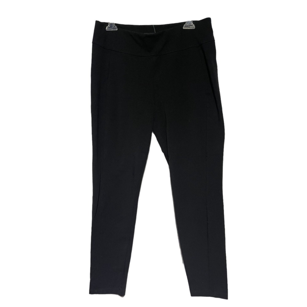 Susan Graver Weekend Black Pull On‎ Tapered Stretch Pants Womens Medium M Pocket